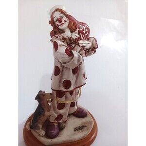 VTG Valentine CLOWNING IN AMERICA CLOWN AND DOG FIGURINE BY CHUCK OBERSTEIN